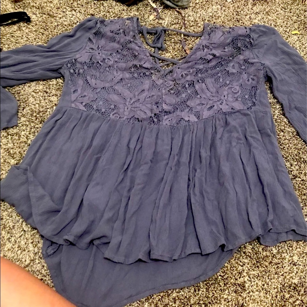 American eagle periwinkle blue 3/4 sleeve top size small